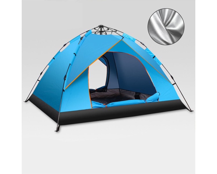 Double-layer windproof family camping tent