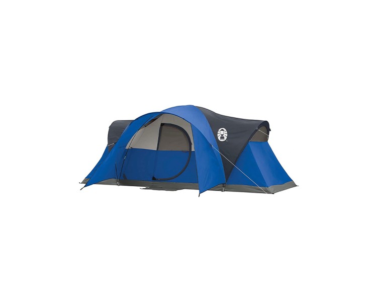Easy to set up tent with hinged door