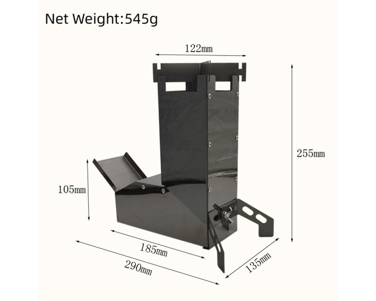 Lightweight steel rocket wood stove