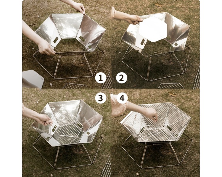 Foldable stainless steel charcoal grill