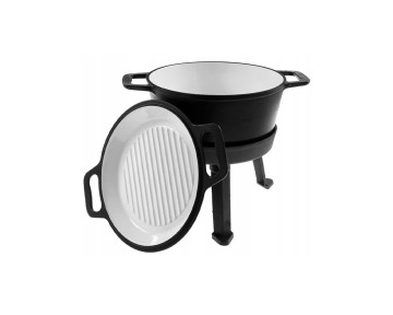Outdoor camping cooking pot with baking tray