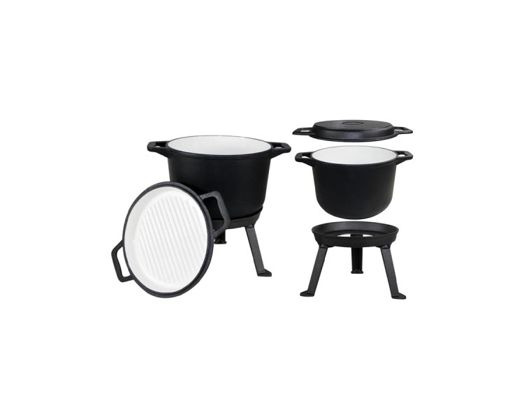 Outdoor camping cooking pot with baking tray